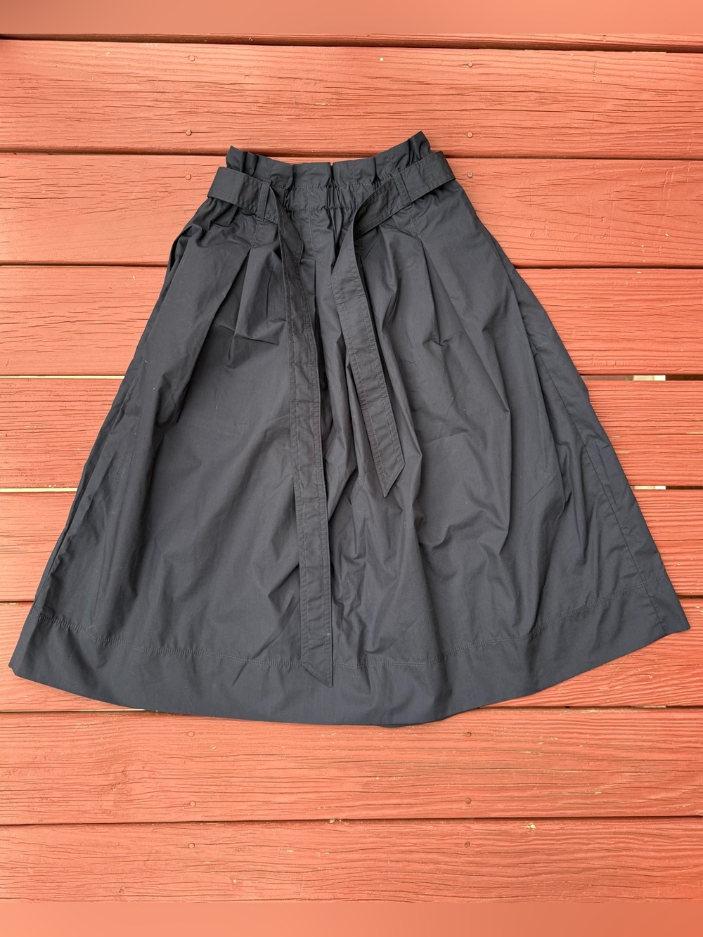 Uniqlo Navy Midi Skirt with Waist Tie